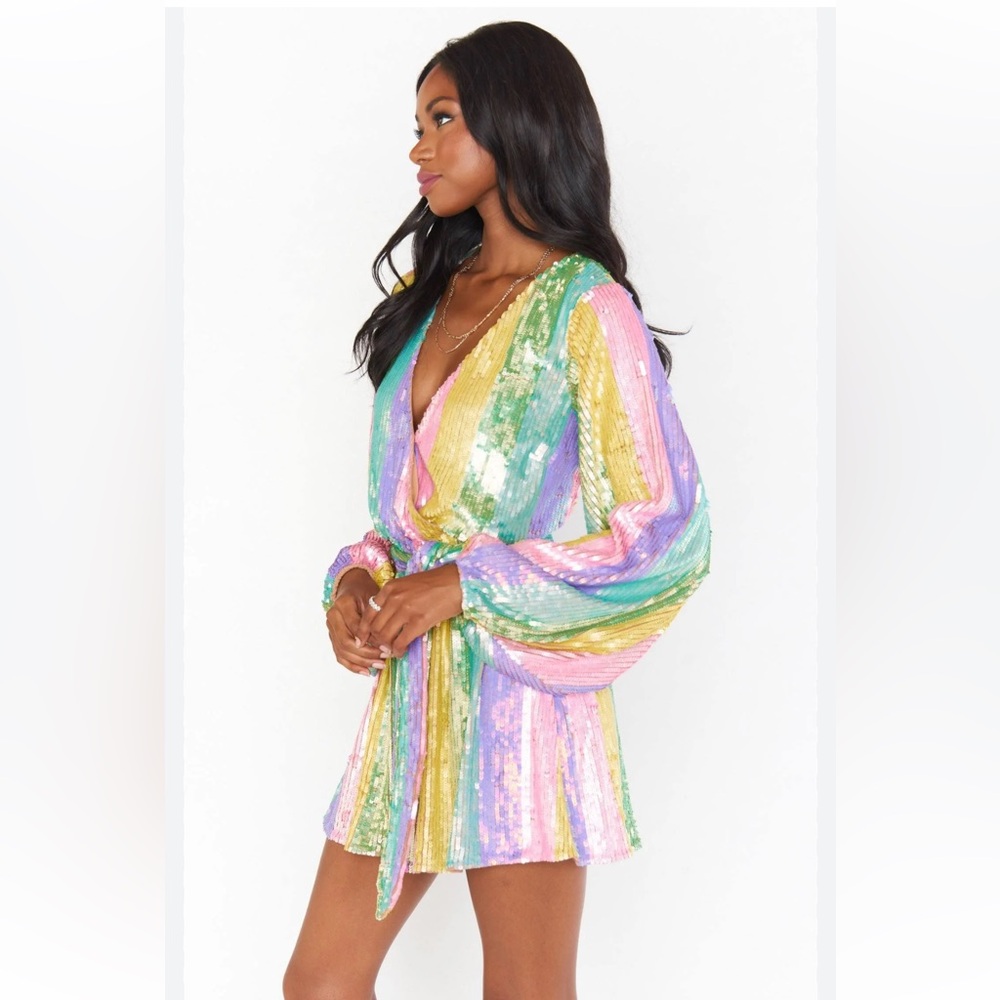 Show Me Your Mumu Wear Me Out Dress Rainbow Stripe Sequins